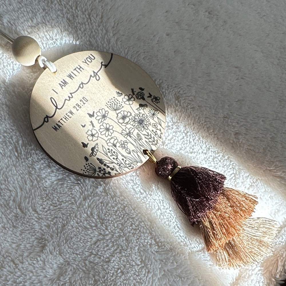 Inspirational Scripture Rear View Mirror Hanging Daily Inspiration with Tassels - Picture 5 of 7